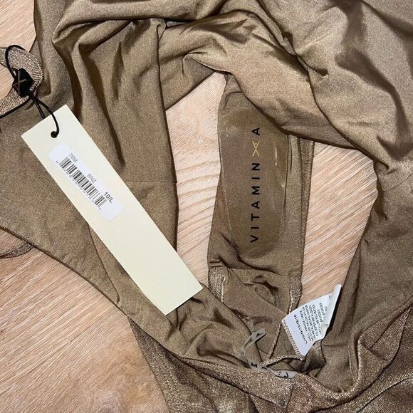 Vitamin A Swim Leah High Cut One Piece Bronze Metallic Swimsuit, Women’s 10 - Picture 10 of 16